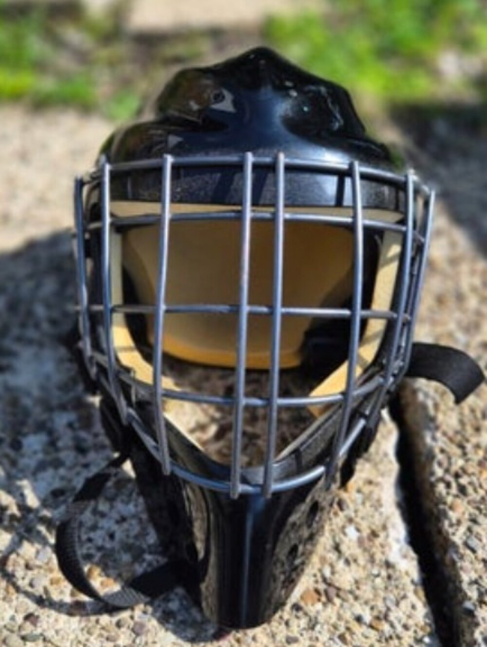 NXi Phantom Black Senior Ice Hockey Goalie Mask Adult Chin Sling 6 7/8-7 1/2